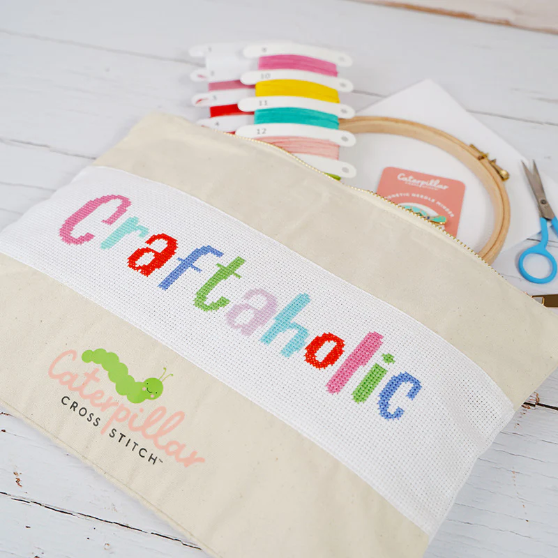 Caterpillar Aida Band Cross Stitch Project Bag - Image 3