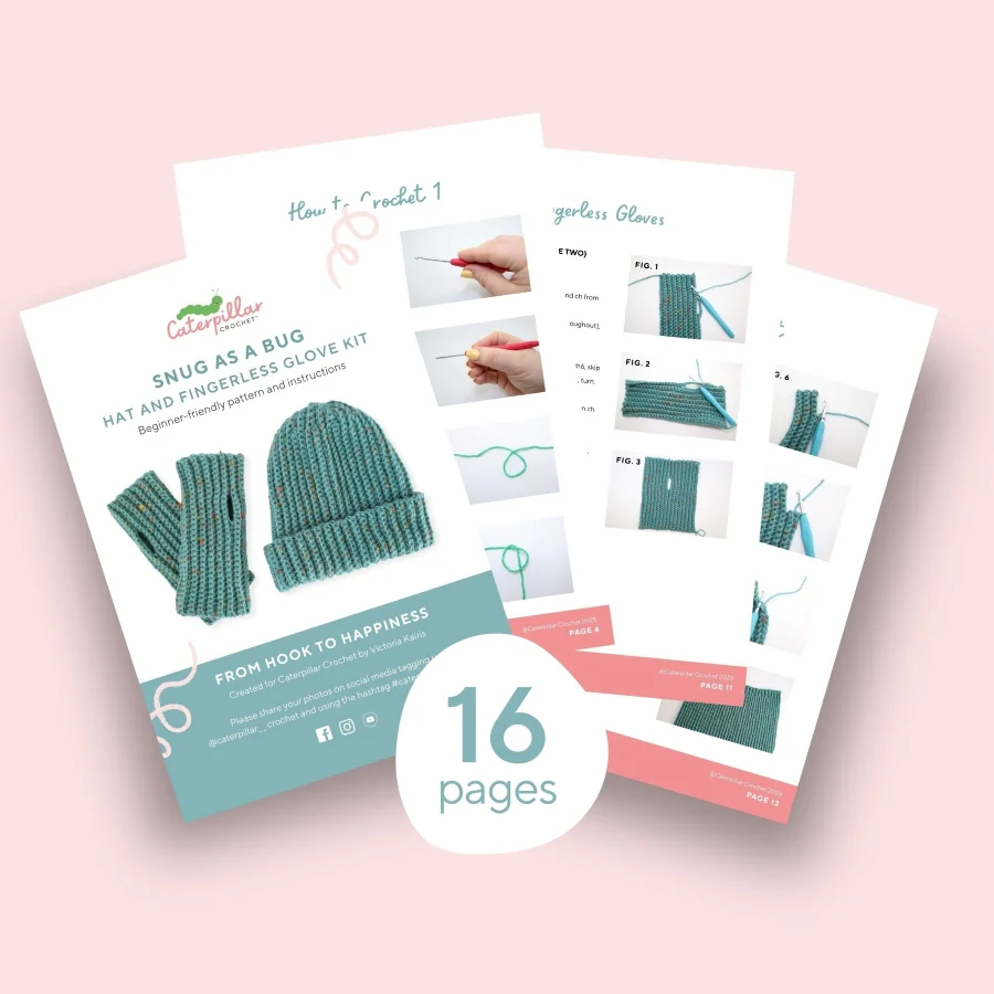 Crochet Kit - Snug as a Bug Hat & Fingerless Gloves - Image 4